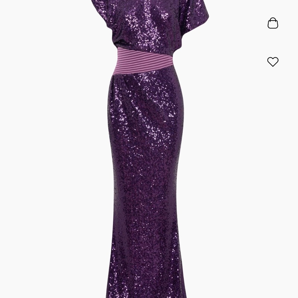 Zhivago Purple Sequin Asymmetrical Gown